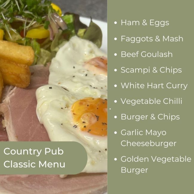 Classic pub meals served for lunch at The White Hart Inn at Trudoxhill, Near Frome, Traditional 17th century pub, famous for good homecooked food, real ale, fine wines and good company Classic pub meals served for lunch at The White Hart Inn at Trudoxhill, Near Frome, Traditional 17th century pub, famous for good homecooked food, real ale, fine wines and good company