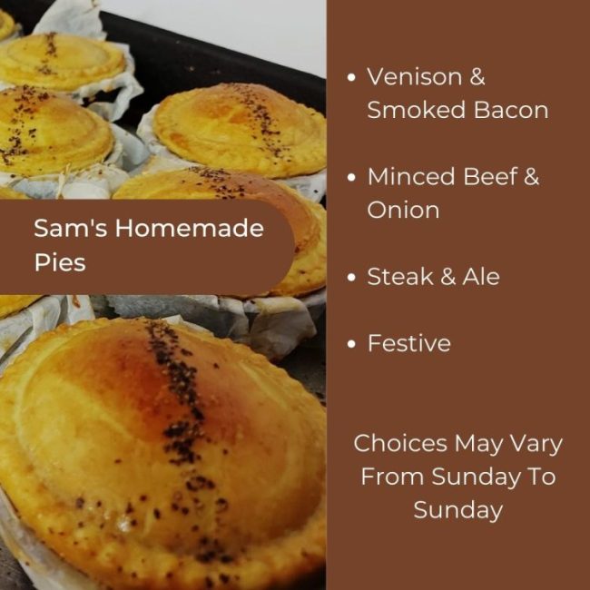 Sam's Popular Homemade Pies at The White Hart Inn at Trudoxhill, Near Frome, Traditional 17th century pub, famous for good homecooked food, real ale, fine wines and good company